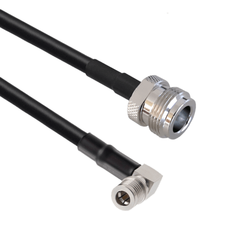 QMA Male Right Angle to N Female RG 58 coaxial cable assembly