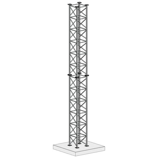 APAC GT1000 CAD model 30m freestanding galvanised lattice tower